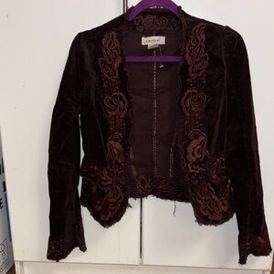 Elegant Brown Embroidered Blazer